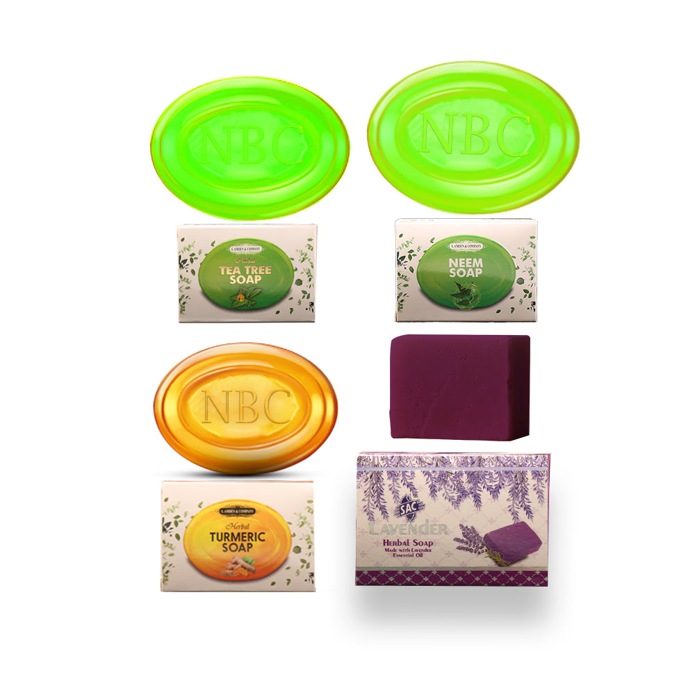 Herbal SOAPS (Pack of 4) Turmeric, Lavender, Tea Tree, Neem