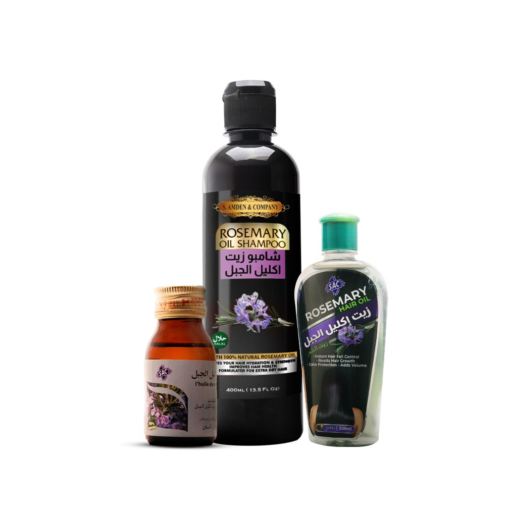 Rosemary Pack 2 (Rosemary Shampoo 400ml, Rosemary Hair oil 250ml & Rosemary Oil 30 ML)