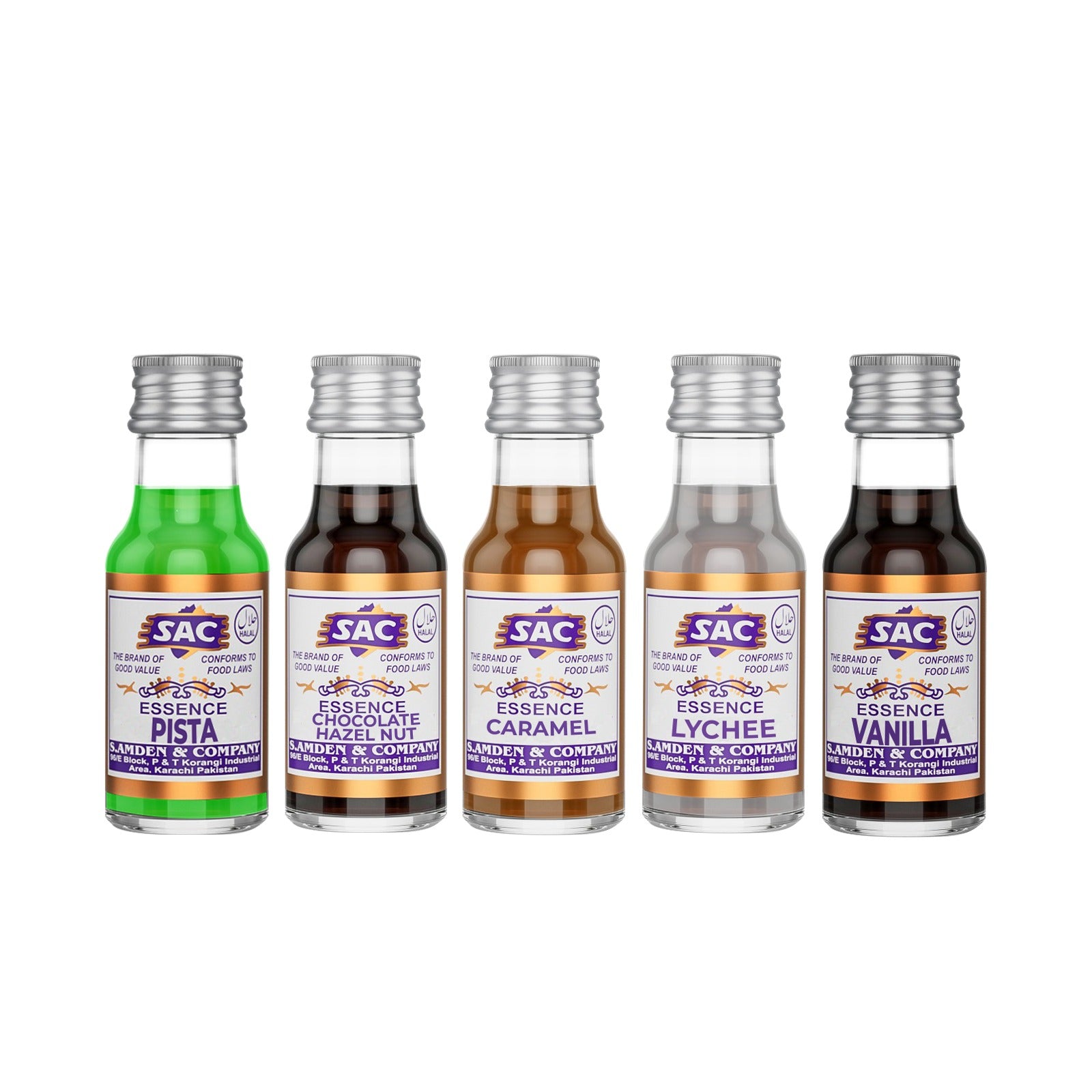 Pista, Chocolate Hazelnut,Carmel,Lychee & Vanilla- 25ml (Pack of 5)