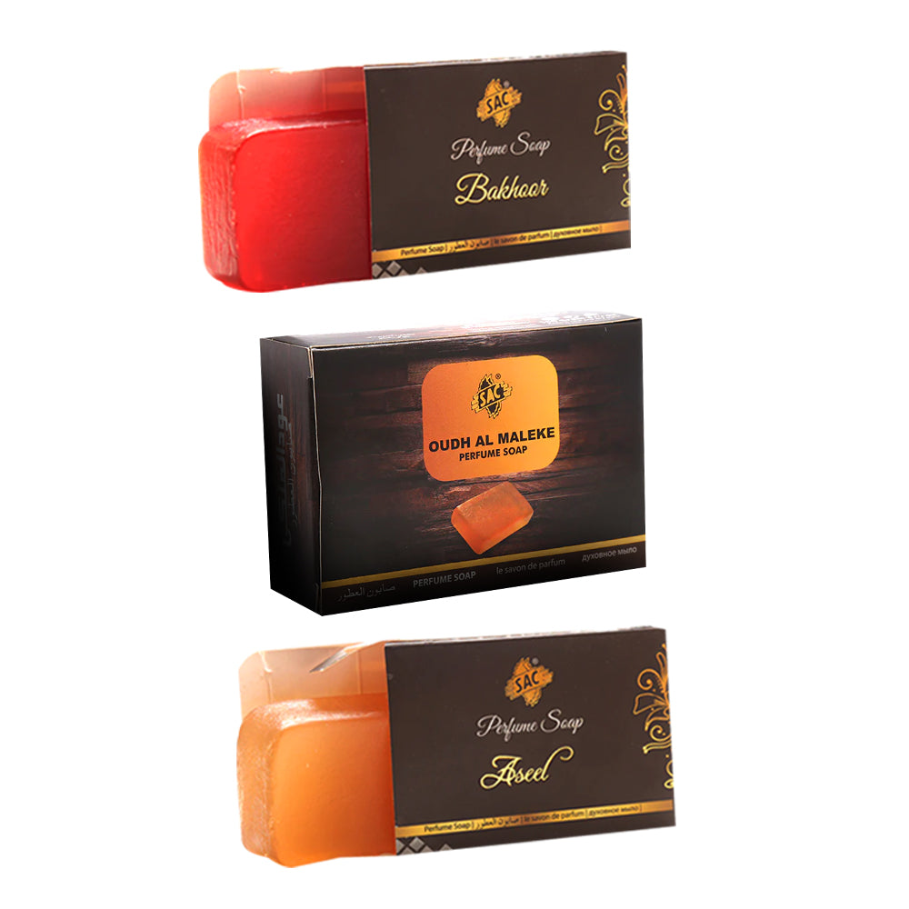 Perfumed Soap Pack of 3 (Oudh, Aseel & Bakhoor) - 80gm
