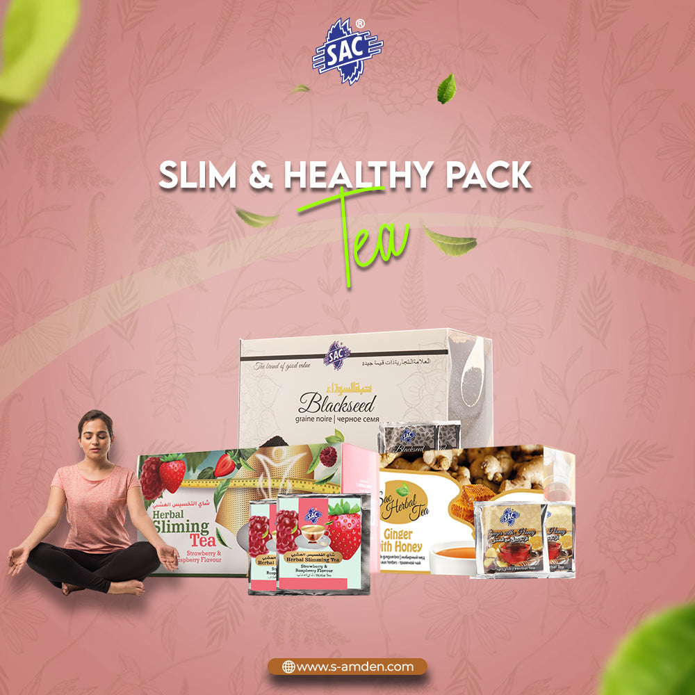 Slim & Healthy Tea Pack  (Slimming Tea, Blackseed, Ginger with Honey )