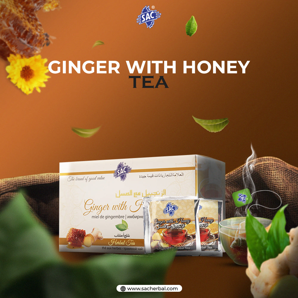 Ginger With Honey Herbal Green Tea  (20 Sachets Per Pack)