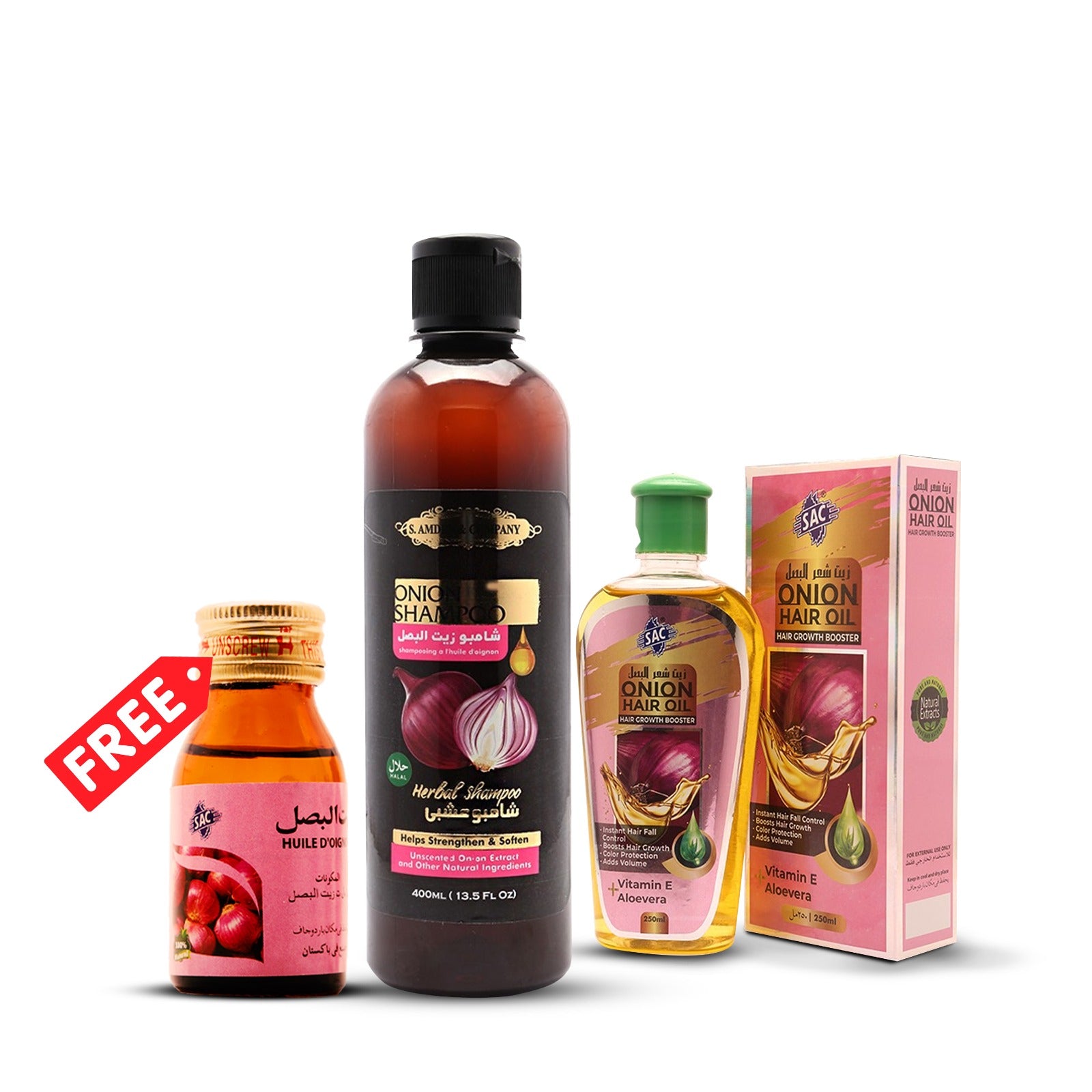 Onion Hair Oil + Onion Shampoo with free Onion Oil 30ml