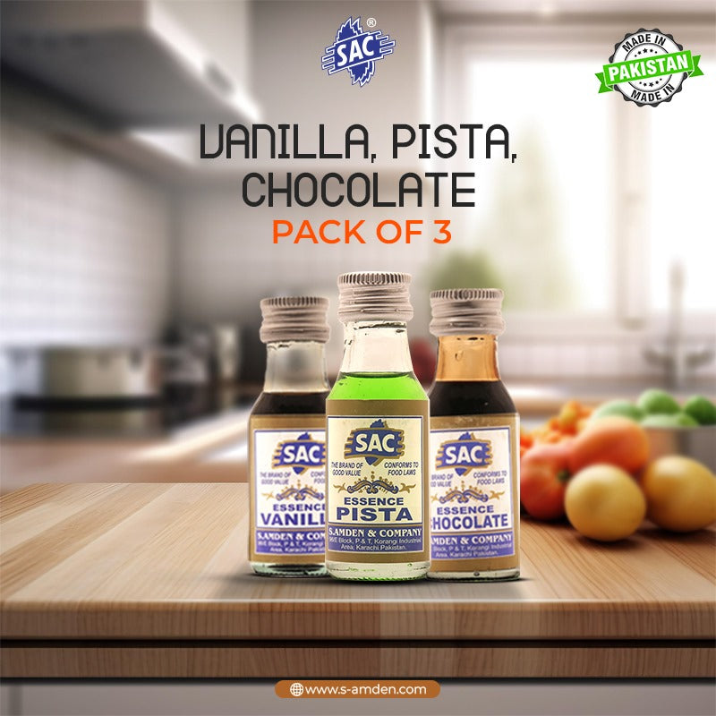 Vanilla, Pista & Chocolate Essence Flavor - 25ml (Pack of 3)