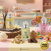 Peler Pack of 3 Gourmand Perfumes Vanilla Beans, Pistachio Choco and Candy Shop.