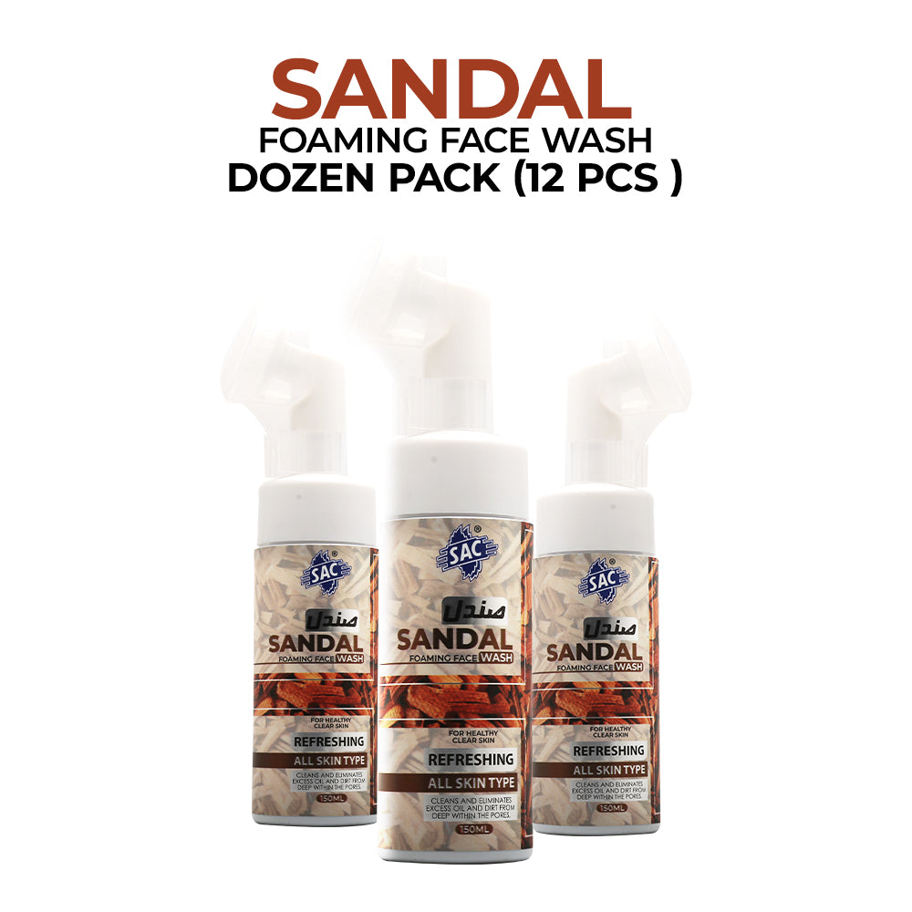 Sandal Foaming Face Wash 150ml with Silicon Brush (Dozen Pack 12 pcs)