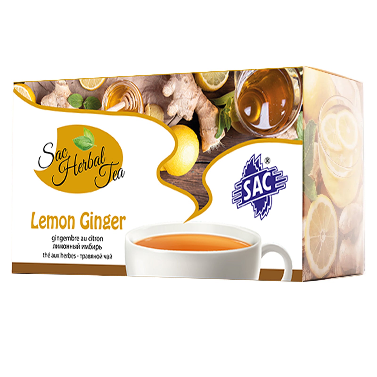 Lemon Ginger Herbal Green Tea (20 Sachets Per Pack)