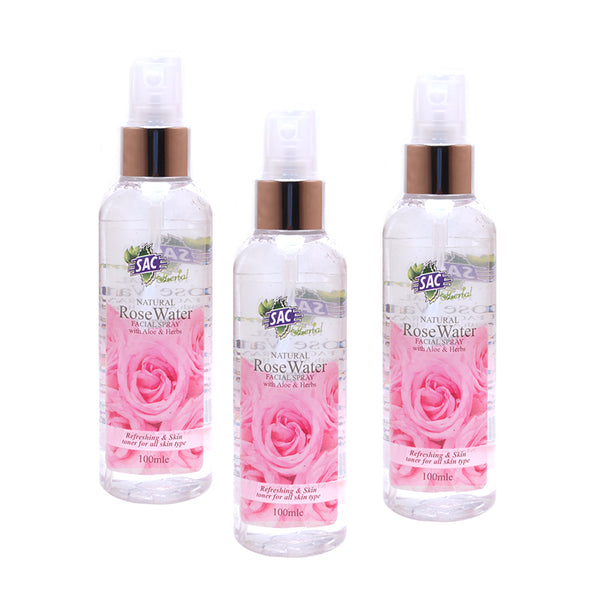SAC Rose Water Spray 120ml - 100%  Natural   (PACK OF 3)